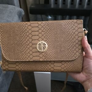 Brown Snake Print Crossbody Bag